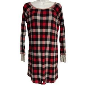 Victoria's Secret Red and Black Plaid Pajama Gown XS oversized EUC